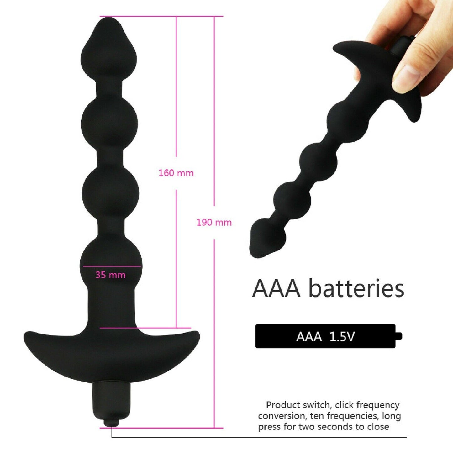 10 Speed Anal Vibrator Vibrating Anal Beads Prostate Massager Butt Plug Sex Toy