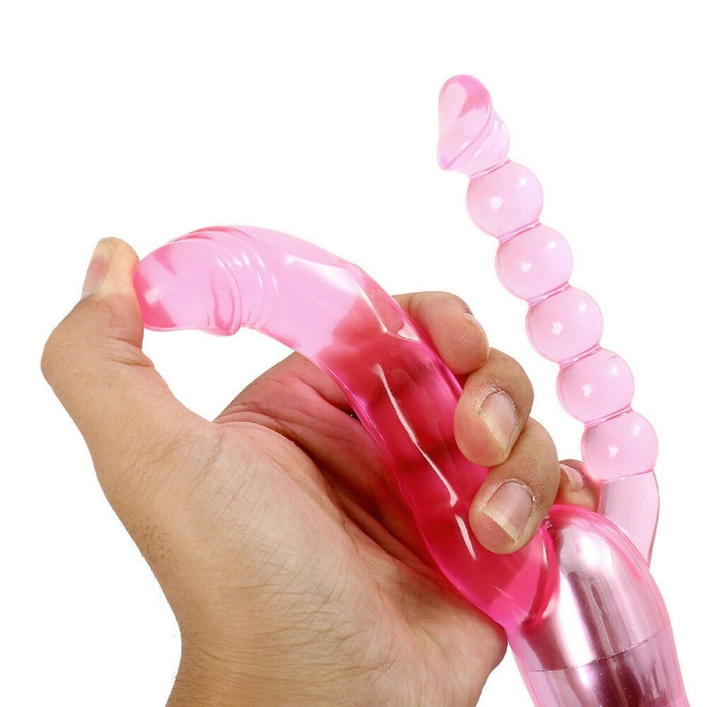 Double Penetration Ended Vibrating Dildo Dong Vibrator Anal G-Spot Sex Toy New