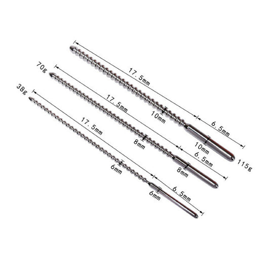 Stainless Steel Urethral Sound Ribbed Penis Plug Cock Catheter Rod Sex Toy NEW