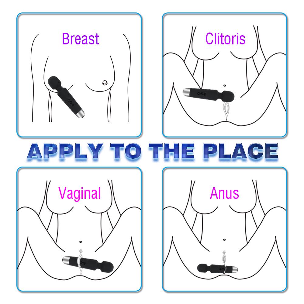 Rechargeable Dildo Magic Wand Vibrator Clit Stimulator Cordless Massager Sex Toy