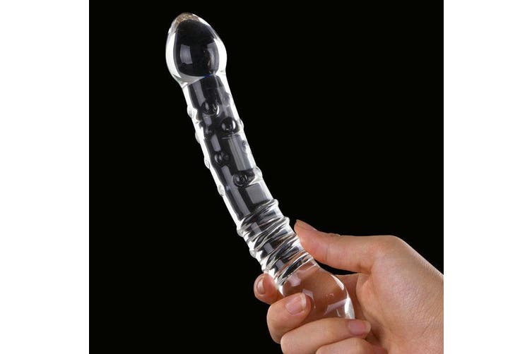 Double Ended Glass Dildo Dong Solid Veined Cock Shaft Thick Twin Head Sex Toy