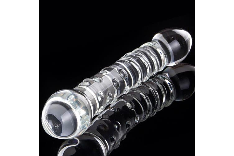 Double Ended Glass Dildo Dong Solid Veined Cock Shaft Thick Twin Head Sex Toy