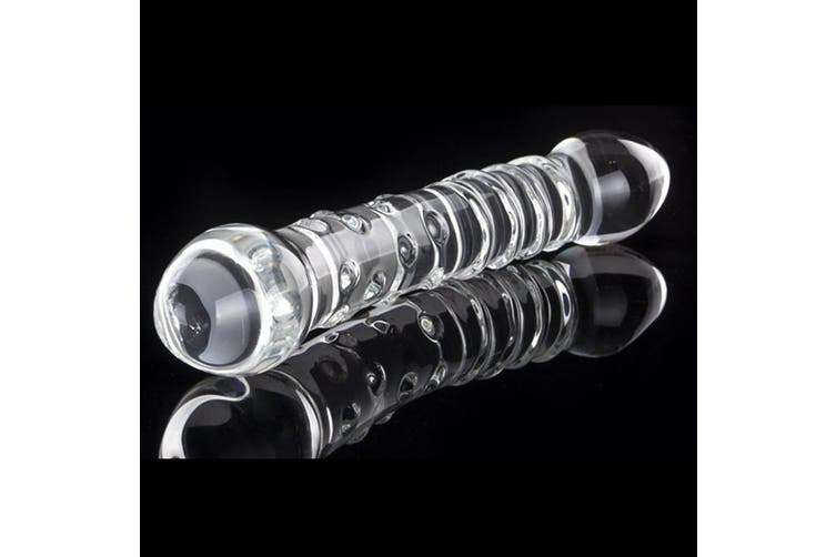 Double Ended Glass Dildo Dong Solid Veined Cock Shaft Thick Twin Head Sex Toy