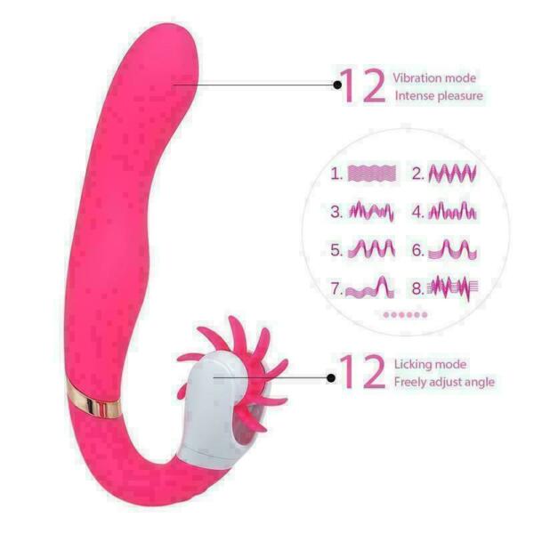 Licking Tongue Clitoris Vibrator Dildo G-Spot Nipple Clit Stimulator USB Sex Toy