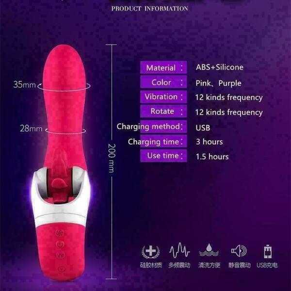 Licking Tongue Clitoris Vibrator Dildo G-Spot Nipple Clit Stimulator USB Sex Toy